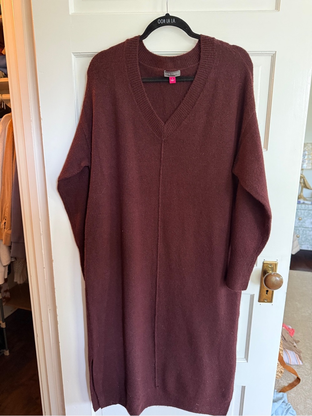 Vince Camuto Wine V-Neck Knit Dress